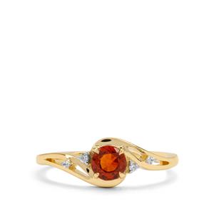 Nigerian Mandarin Garnet & White Zircon 9K Gold Ring ATGW 0.85ct