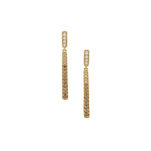 1/2ct Ombre Champagne, White Diamonds 9K Gold Earrings
