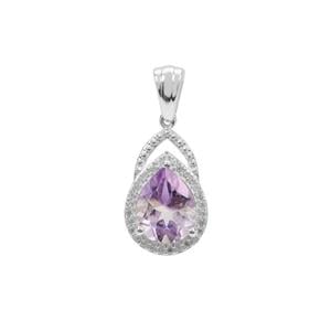 Moroccan Amethyst Pendant with White Zircon in Sterling Silver 2.50cts