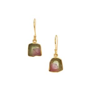 Watermelon Tourmaline Earrings in Gold Plated Sterling Silver 2.85cts