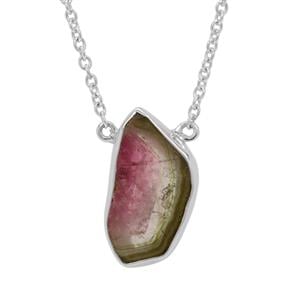 Watermelon Tourmaline Necklace in Sterling Silver 3.30cts