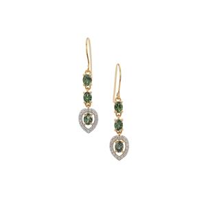 East African Colour Change Garnet & White Zircon 9K Gold Earrings ATGW 1.45cts