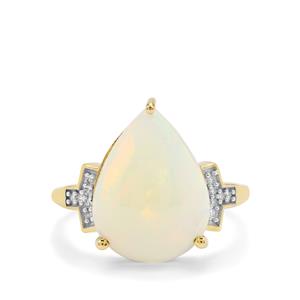 Ethiopian Opal & Diamond 9K Gold Ring ATGW 5cts