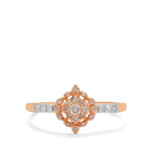 1/4ct Natural Pink, White Diamonds 9K Rose Gold Ring