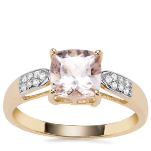 Nigerian Morganite Ring with White Zircon in 9K Gold 1.36cts