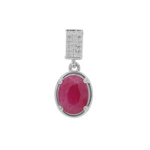 Kenyan Ruby Pendant with White Zircon in Sterling Silver 2.50cts