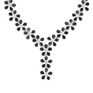 Black Spinel & White Topaz Sterling Silver Necklace ATGW 19.30cts