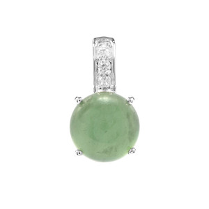 Imperial Serpentine Pendant with White Zircon in Sterling Silver 5.75cts