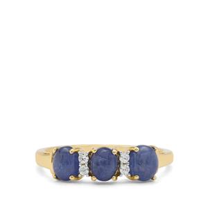 Burmese Blue Sapphire & White Zircon 9K Gold Ring ATGW 1.95cts