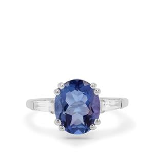 Colour Change Fluorite & White Zircon Sterling Silver Ring ATGW 4.78cts
