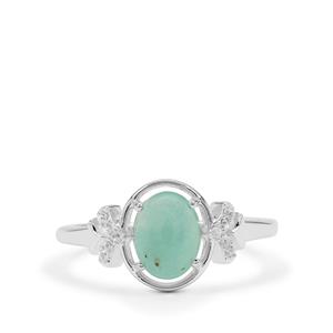 Gem-Jelly™ Aquaprase™ & White Sapphire Sterling Silver Ring ATGW 1.40cts