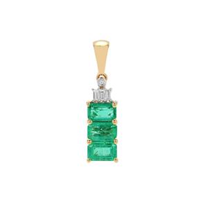 Panjshir Emerald & Diamond 18K Gold Tomas Rae Pendant MTGW 1.25cts