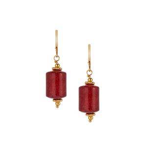 29ct Strawberry Quartz Gold Tone Sterling Silver Earrings