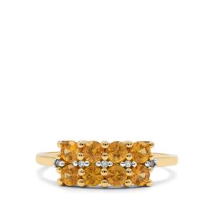 Mandarin Garnet & Diamond 9K Gold Ring ATGW 1.25cts