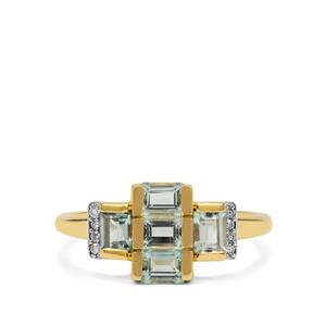 Aquaiba™ Beryl & Diamond 9K Gold Ring ATGW 1cts