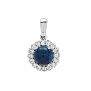 Afghanite & White Zircon Sterling Silver Pendant ATGW 1.50cts