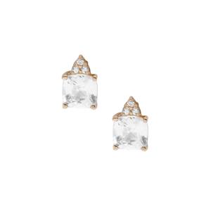 Kaduna White Zircon 9K Gold Earrings ATGW 2cts