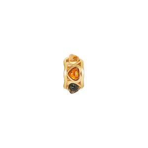 Baltic Champagne, Green & Cognac Amber Charm in Gold Tone Sterling Silver