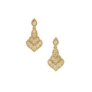 Natural Yellow Diamond Earrings in 9K Gold 0.75ct