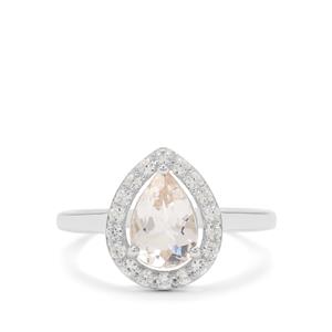 Goshenite & White Zircon Sterling Silver Ring ATGW 1.50cts