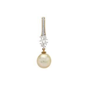Golden South Sea Cultured Pearl & White Zircon Midas Pendant (12mm)