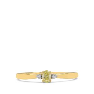 1/5ct Natural Yellow Diamond & White Diamonds 9K Gold Ring