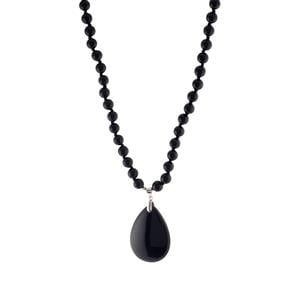 236.45cts Black Obsidian Sterling Silver Necklace 