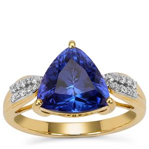 AAA Tanzanite Ring with Diamond in 18K Gold 4.05cts 