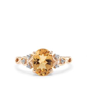 Xia Heliodor Ring with White Zircon in 9K Gold 1.76cts