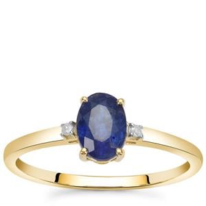 Blue Sapphire & Diamond 9K Gold Ring