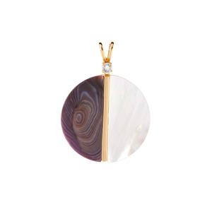 Quahog & South Sea Mother of Pearl Duo Pendant in Gold Plated Sterling Silver - 35mm