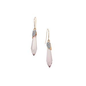 Wobito Briolette Cut Rose De France Amethyst & White Zircon 9K Rose Gold Earrings ATGW 8.75cts