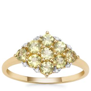 Mansanite™ Ring with Diamond in 9K Gold 1.25cts