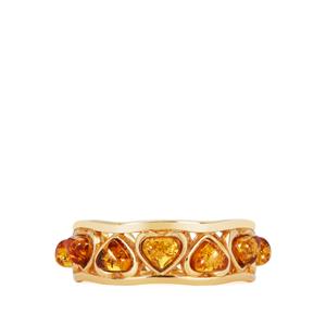 Baltic Cognac Amber Ring in Gold Plated Sterling Silver