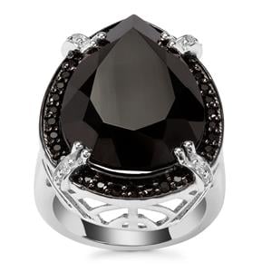 Black Spinel Ring in Sterling Silver 23.72cts