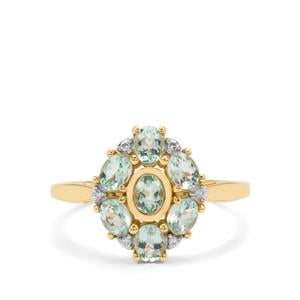 Aquaiba™ Beryl & Diamond 9K Gold Ring ATGW 1cts
