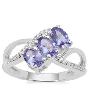 Tanzanite Ring with White Zircon in Sterling Silver 1.48cts