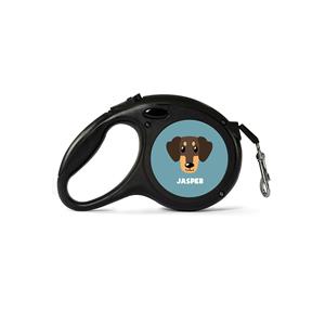 Personalised Brown Dachshund Retractable Dog Lead - (Large 7.5m Retractable)