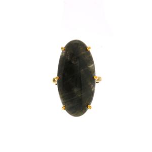 23.24cts Paul Island Labradorite Gold Tone Sterling Silver Ring 