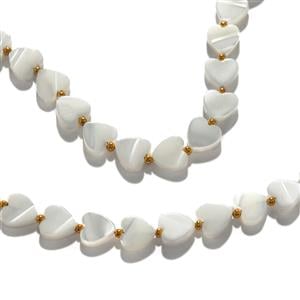 Mother Of Pearl Heart Necklace With 925 Gold Plated Sterling Silver 8mm