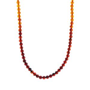Baltic Cognac, Cherry & Champagne Amber Gold Tone Sterling Silver Ombre Necklace 