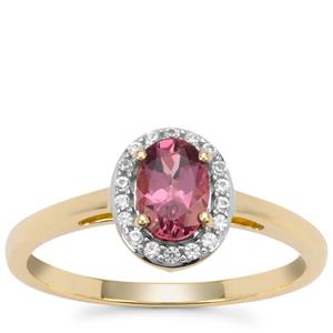 Mahenge Pink Spinel Ring with White Zircon in 9K Gold 0.75ct