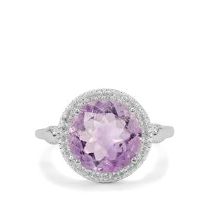 Moroccan Amethyst & White Zircon Sterling Silver Ring ATGW 4.85cts