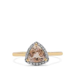 Nigerian Morganite Ring with White Zircon in 9K Rose Gold 1.20cts