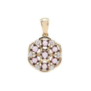 Sakaraha Pink Sapphire Pendant with White Zircon in 9K Gold 0.57cts