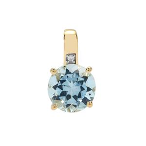 Pedra Azul Aquamarine & Diamond 9K Gold Pendant ATGW 1.30cts