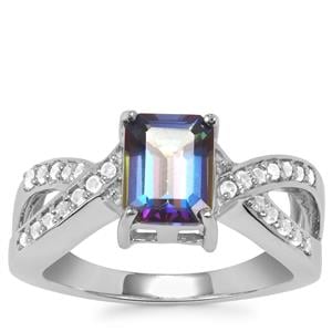 Mystic Blue Topaz Ring with White Topaz in Sterling Silver 2.14cts