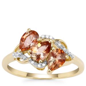 Sopa Andalusite Ring with Diamond in 9K Gold 1.24cts