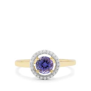 AA Tanzanite Ring with White Zircon in 9K Gold 0.91ct