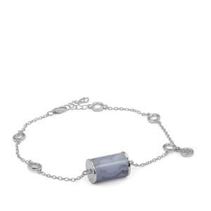 Blue Lace Agate & White Zircon Sterling Silver Bracelet ATGW 15.03cts